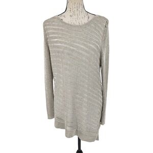 CHICOS Asymetrical Metallic Sweater Size 2 Large Lined Evening Nice